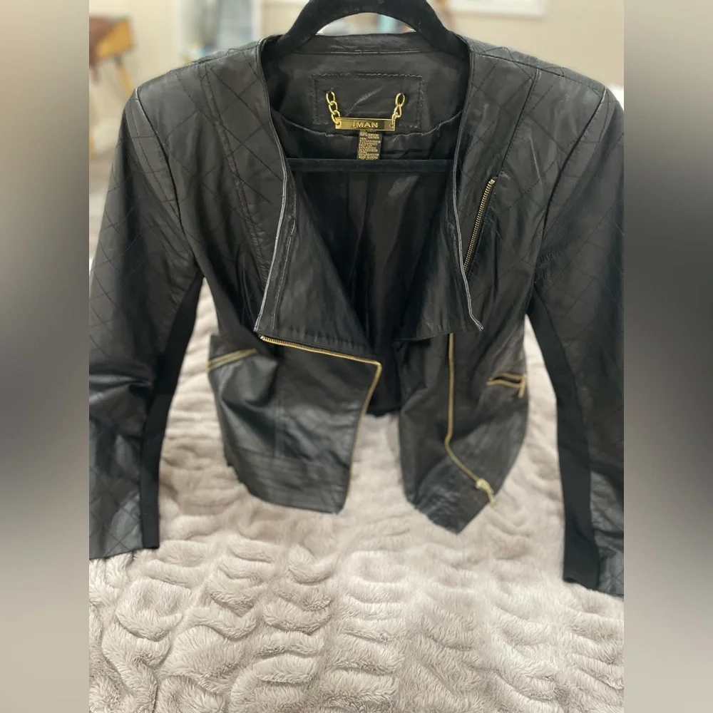 Black Genuine Leather Jacket (USED) - Picture 6 of 7